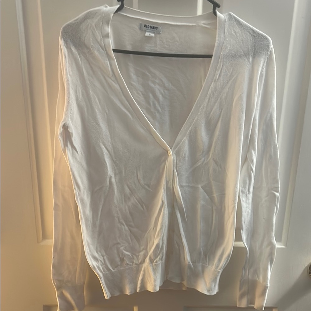 Old Navy White V-Neck Cardigan